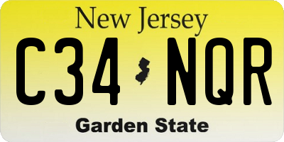 NJ license plate C34NQR