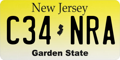 NJ license plate C34NRA