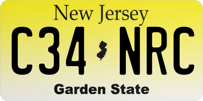 NJ license plate C34NRC