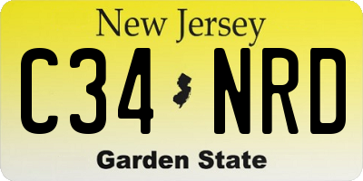 NJ license plate C34NRD