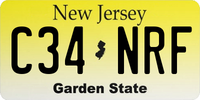 NJ license plate C34NRF