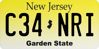 NJ license plate C34NRI