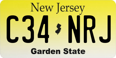 NJ license plate C34NRJ