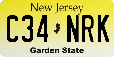 NJ license plate C34NRK