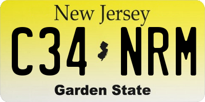 NJ license plate C34NRM