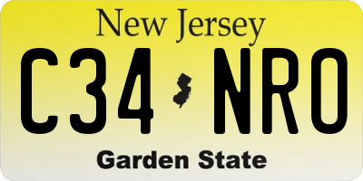 NJ license plate C34NRO