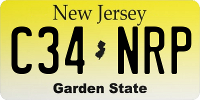 NJ license plate C34NRP