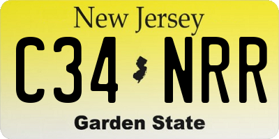 NJ license plate C34NRR