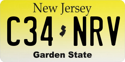NJ license plate C34NRV