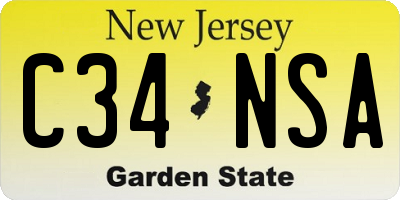 NJ license plate C34NSA