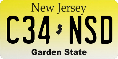 NJ license plate C34NSD