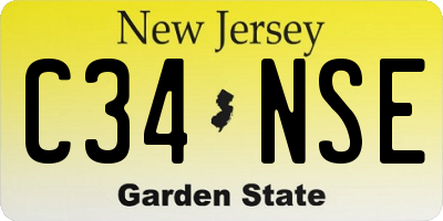 NJ license plate C34NSE