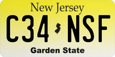 NJ license plate C34NSF