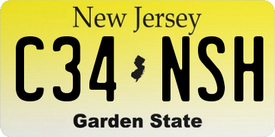 NJ license plate C34NSH