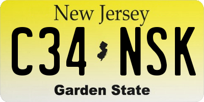 NJ license plate C34NSK