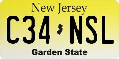 NJ license plate C34NSL