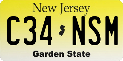 NJ license plate C34NSM