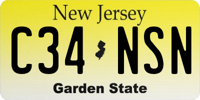 NJ license plate C34NSN