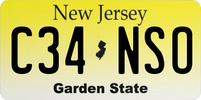 NJ license plate C34NSO