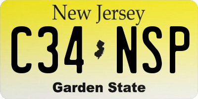 NJ license plate C34NSP