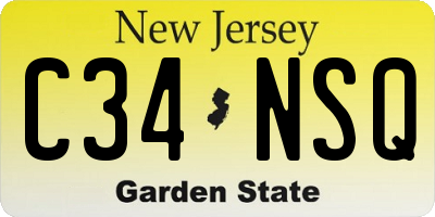 NJ license plate C34NSQ