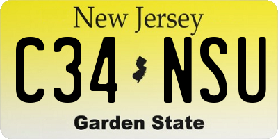 NJ license plate C34NSU