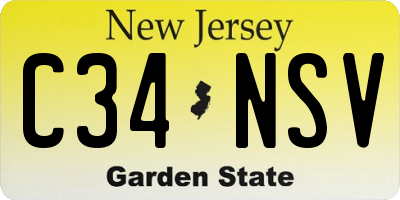 NJ license plate C34NSV