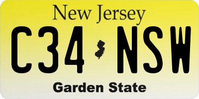 NJ license plate C34NSW
