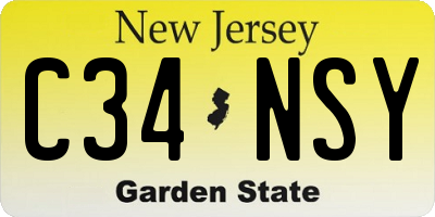 NJ license plate C34NSY