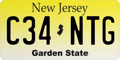 NJ license plate C34NTG