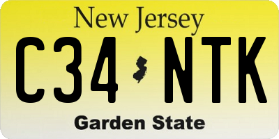 NJ license plate C34NTK