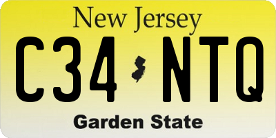NJ license plate C34NTQ