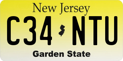 NJ license plate C34NTU