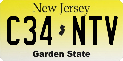 NJ license plate C34NTV