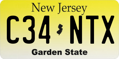 NJ license plate C34NTX