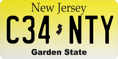 NJ license plate C34NTY