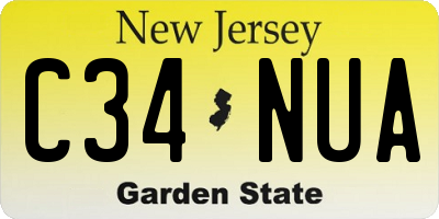 NJ license plate C34NUA