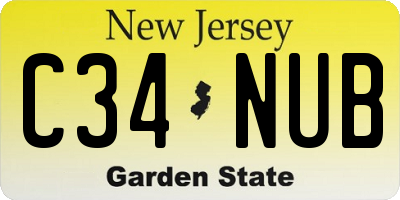NJ license plate C34NUB