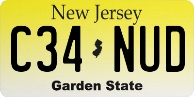 NJ license plate C34NUD