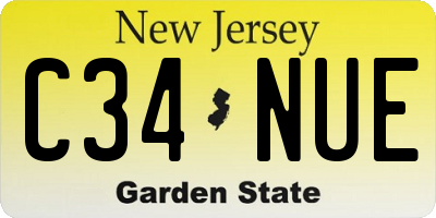 NJ license plate C34NUE