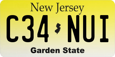 NJ license plate C34NUI