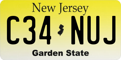NJ license plate C34NUJ