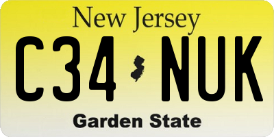 NJ license plate C34NUK