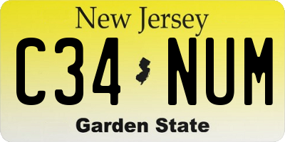 NJ license plate C34NUM