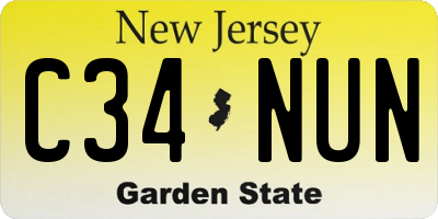 NJ license plate C34NUN