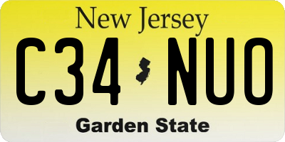 NJ license plate C34NUO