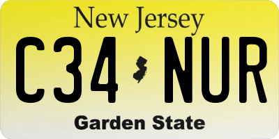 NJ license plate C34NUR