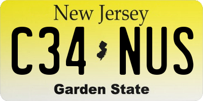 NJ license plate C34NUS
