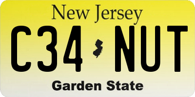 NJ license plate C34NUT