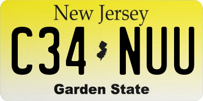 NJ license plate C34NUU